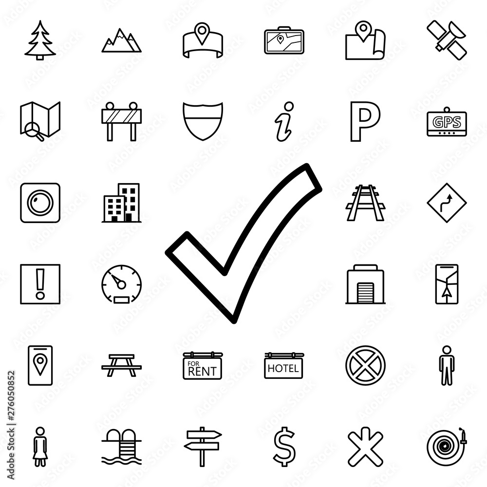 Aufkleber sign checked icon. universal set of navigation for website design and development, app development