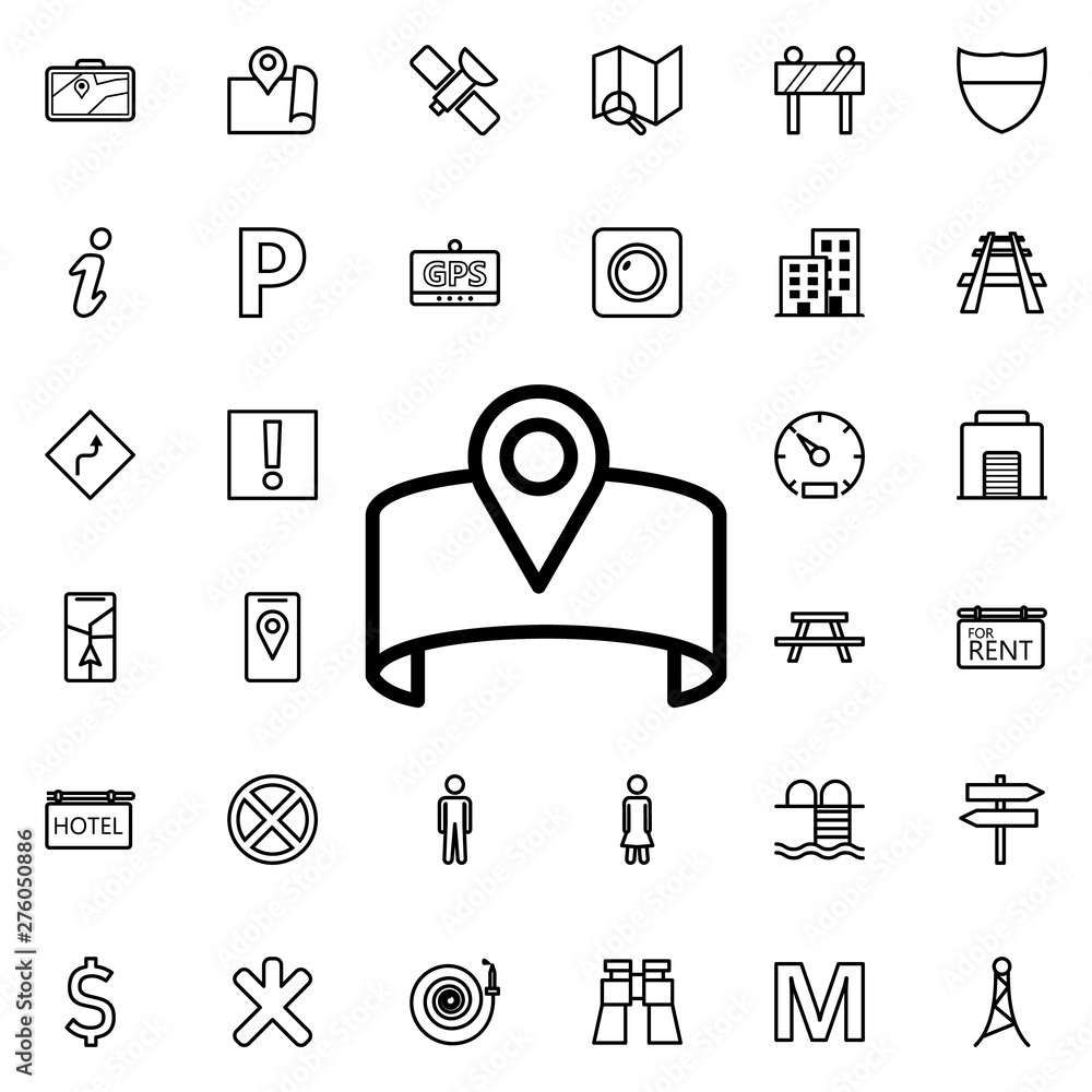 Poster pin on a bracelet icon. universal set of navigation for website design and development, app developm