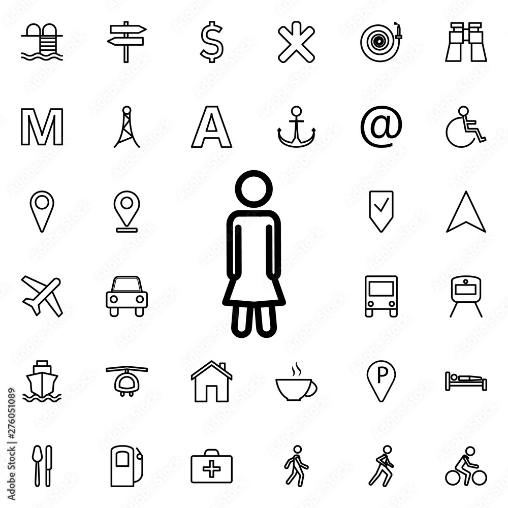Poster female icon. universal set of navigation for website design and development, app development