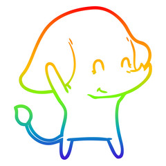 rainbow gradient line drawing cute cartoon elephant