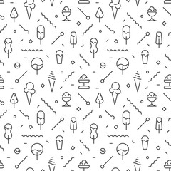 The geometric ice cream seamless pattern with lines.