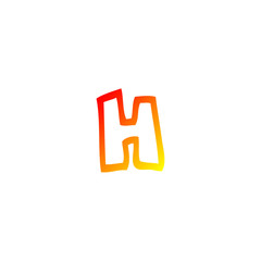 warm gradient line drawing cartoon letter h