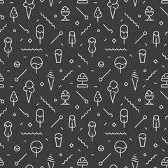 The geometric ice cream seamless pattern with lines.