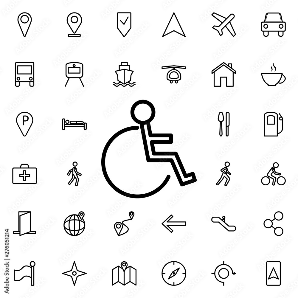 Aufkleber badge of a disabled person icon. universal set of navigation for website design and development, app