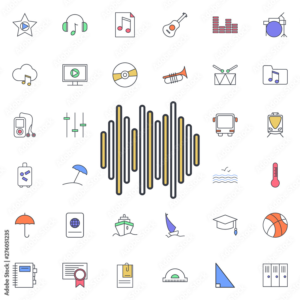 Aufkleber sound waves icon. universal set of web for website design and development, app development