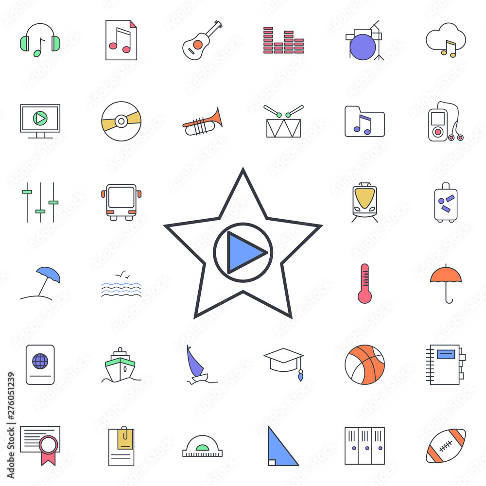 Poster star and arrow icon. universal set of web for website design and development, app development
