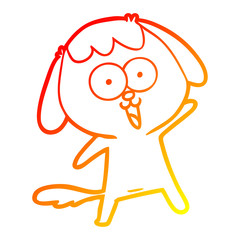 warm gradient line drawing cute cartoon dog