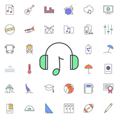 Headphones with music icon. Universal set of web for website design and development, app development