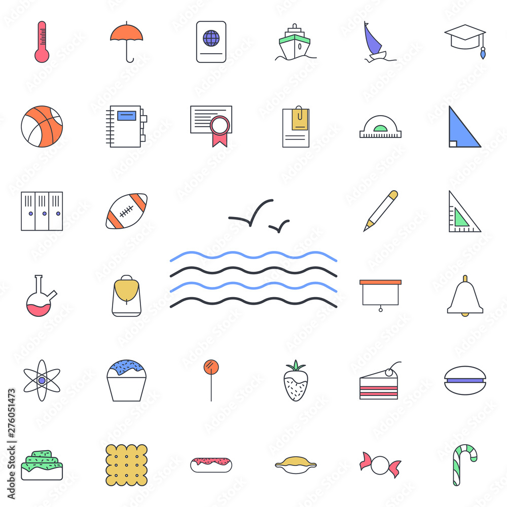 Poster gulls on the sea icon. universal set of web for website design and development, app development