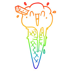 rainbow gradient line drawing cartoon ice cream