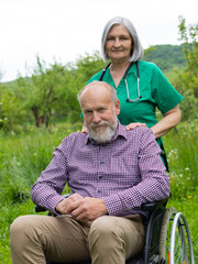 Mature invalid man outdoor