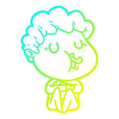 cold gradient line drawing cartoon man singing