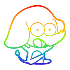 rainbow gradient line drawing cute cartoon elephant