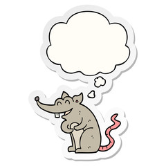 cartoon rat and thought bubble as a printed sticker