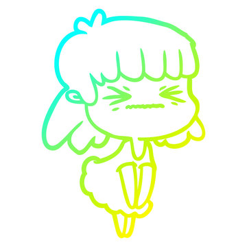 recommend clip art: cold gradient line drawing cartoon angry girl