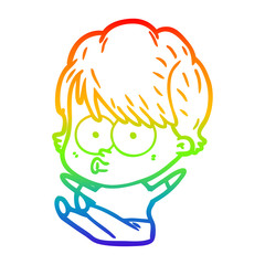 rainbow gradient line drawing cartoon woman