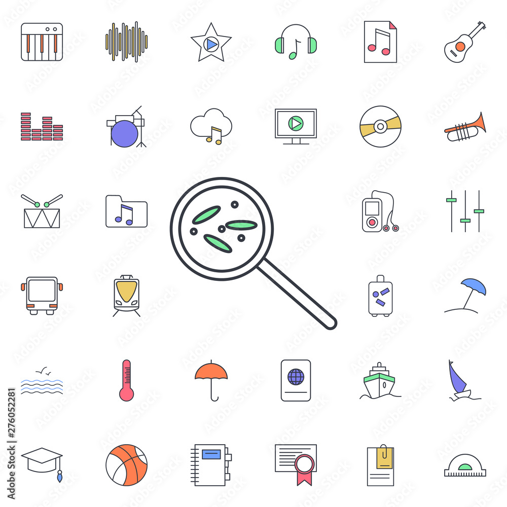 Aufkleber bacteria under the microscope icon. universal set of web for website design and development, app dev