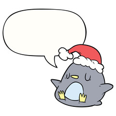 cute cartoon penguin and speech bubble