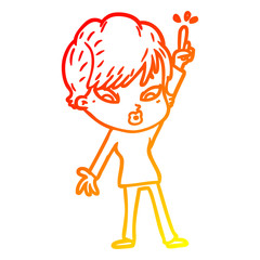 warm gradient line drawing cartoon woman