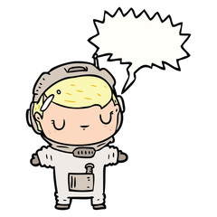 cute cartoon astronaut and speech bubble