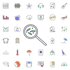 Bacteria under the microscope icon. Universal set of web for website design and development, app development