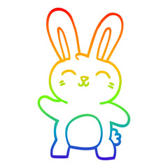 rainbow gradient line drawing cartoon happy bunny