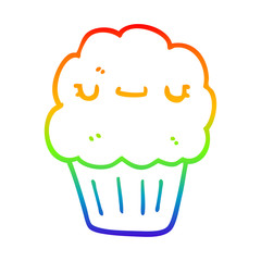 rainbow gradient line drawing cartoon muffin