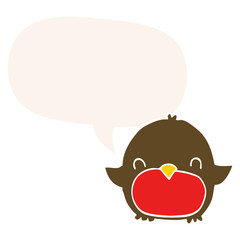 cartoon penguin and speech bubble in retro style