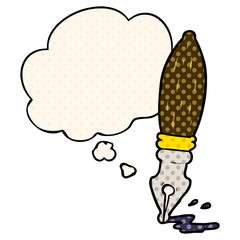 cartoon pen and thought bubble in comic book style