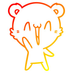 warm gradient line drawing happy bear cartoon