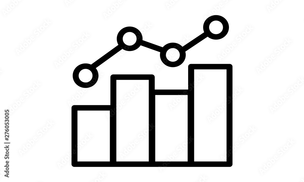 Poster growth chart line icon for business performance and progress