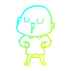cold gradient line drawing happy cartoon bald man