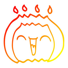 warm gradient line drawing cartoon laughing gas flame
