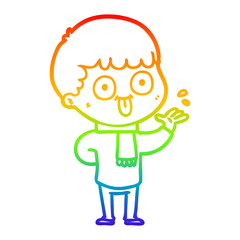 rainbow gradient line drawing cartoon man staring