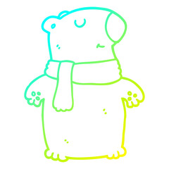 cold gradient line drawing cartoon bear
