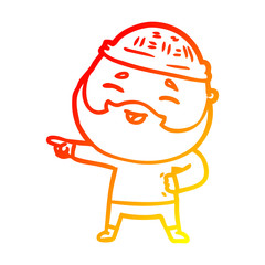 warm gradient line drawing cartoon happy bearded man