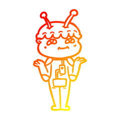 warm gradient line drawing friendly cartoon spaceman