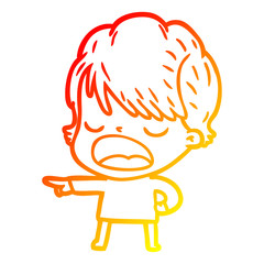 Obraz premium warm gradient line drawing cartoon woman talking