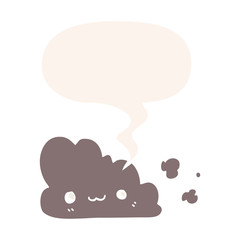 cute cartoon cloud and speech bubble in retro style