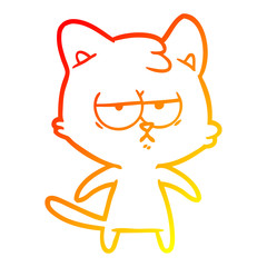 warm gradient line drawing bored cartoon cat