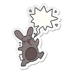 Obraz na płótnie Canvas cartoon rabbit and speech bubble sticker