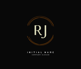 R J RJ Beauty vector initial logo, handwriting logo of initial signature, wedding, fashion, jewerly, boutique, floral and botanical with creative template for any company or business.