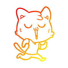 warm gradient line drawing cartoon cat singing