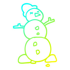 cold gradient line drawing cartoon traditional snowman