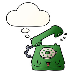 cute cartoon telephone and thought bubble in smooth gradient style