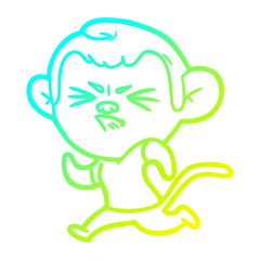 cold gradient line drawing cartoon annoyed monkey
