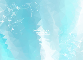 Abstract Blue Polygonal Space Background with Connecting Dots and Lines.  Connection structure. Vector science background. Polygonal vector background. Futuristic HUD background.