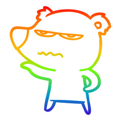 rainbow gradient line drawing angry bear cartoon
