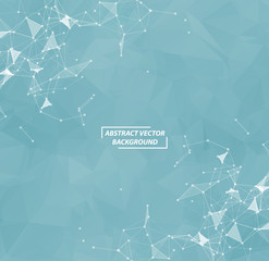 Abstract Blue Polygonal Space Background with Connecting Dots and Lines. Geometric Polygonal background molecule and communication. Concept of science, chemistry, biology, medicine, technology.