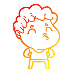warm gradient line drawing cartoon man pouting
